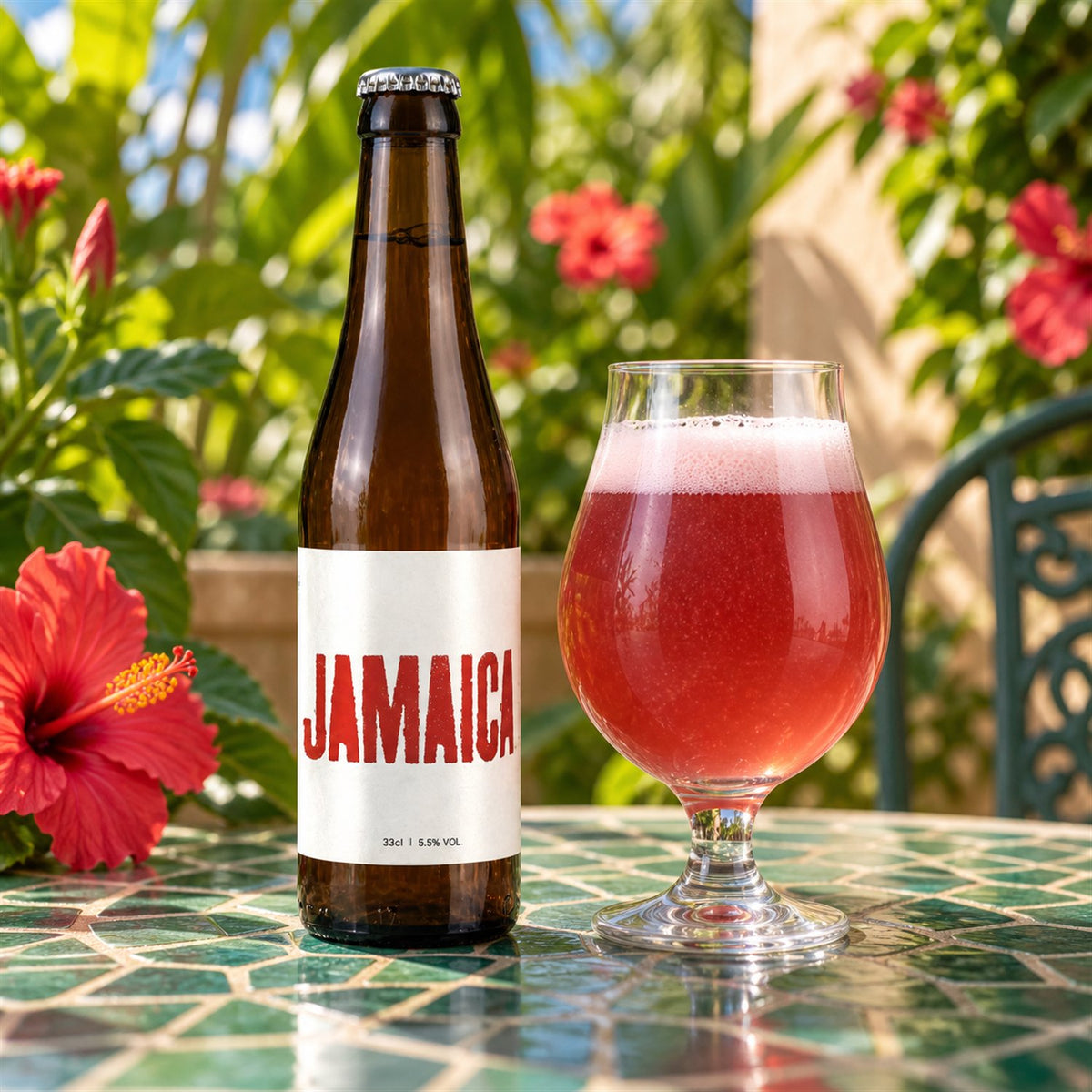 Cyclic Jamaica: bebida servida en vaso junto a su envase