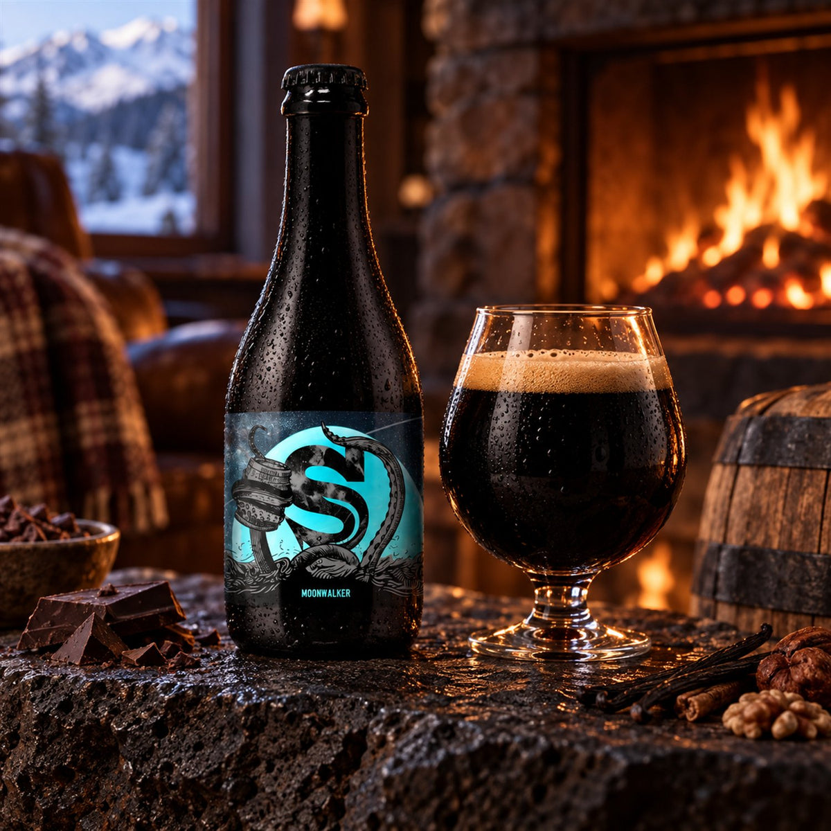 Siren Moonwalker: bebida servida en vaso junto a su envase