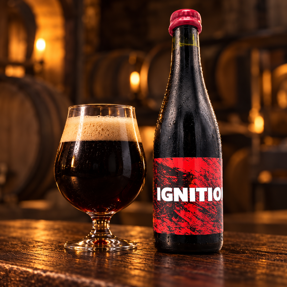 La Calavera Ignition #2: envase junto a cerveza servida en ambiente