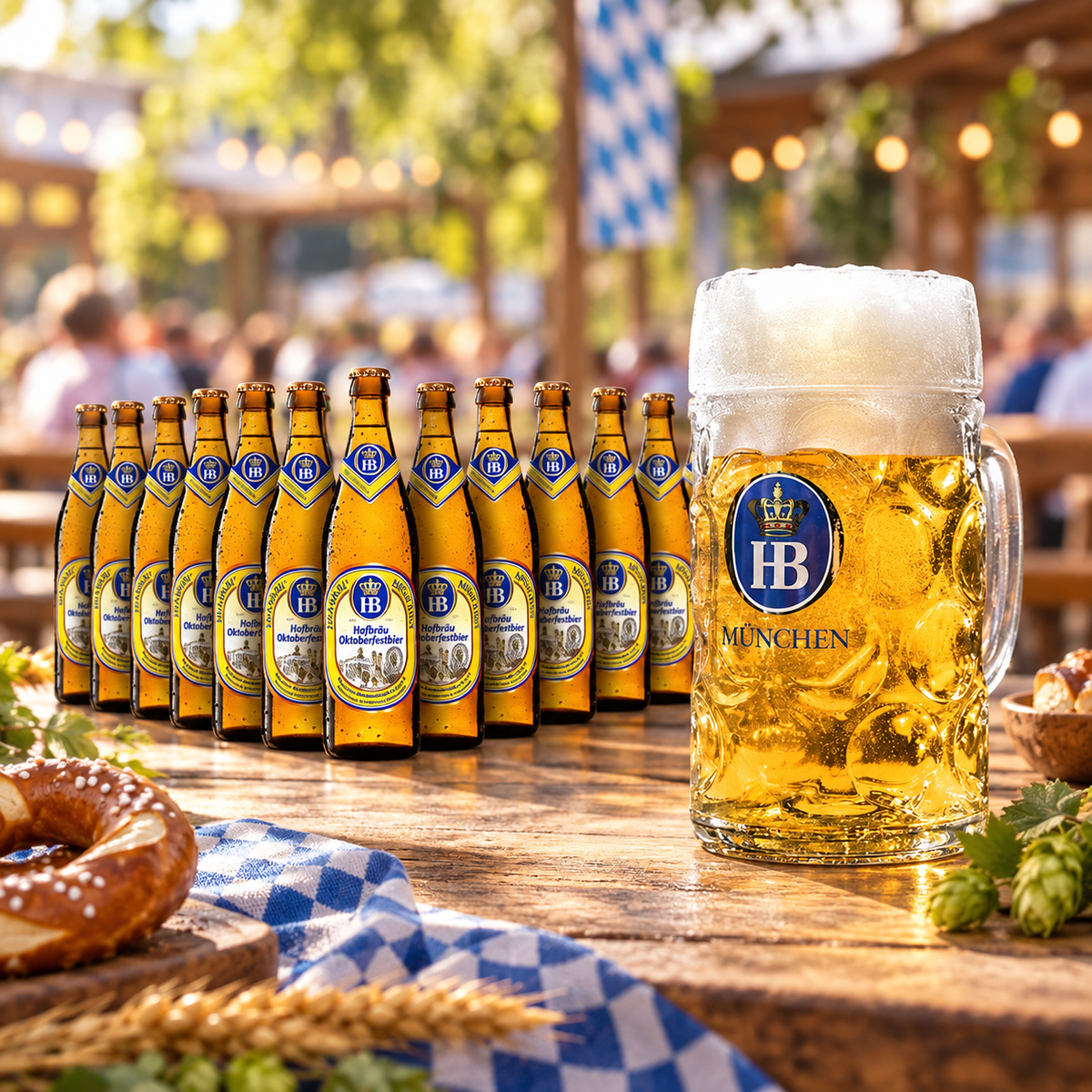 Pack HB Oktoberfest 12 botellas + Jarra 1L de regalo servido en jarra durante el Oktoberfest