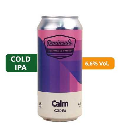 Cerveza Península CALM. Una cerveza estilo Cold IPA con 6,6% de alcohol. Lata de 44cl