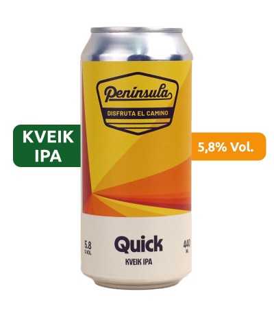 Cerveza Quick. Cerveza de la marca Península estilo IPA conlevadura Kveik. Lata 44cl