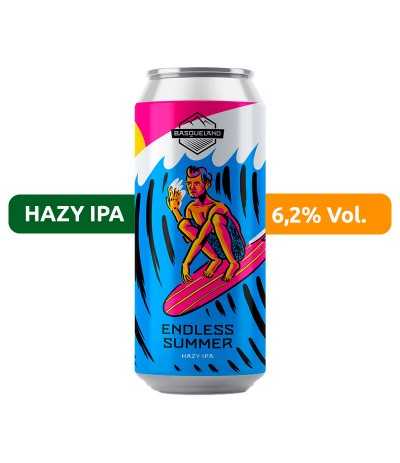 Cerveza Basqueland Endless Summer, estilo Hazy IPA, con un 6,2% vol.
