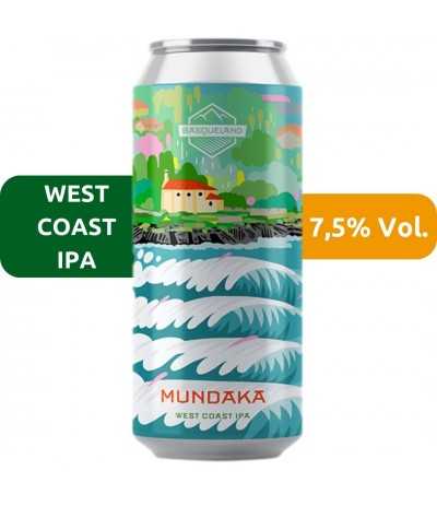 Cerveza Mundaka de la cervecería Basqueland. Estilo West Coast IPA de 7,5% Vol.