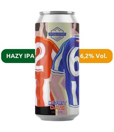 Cerveza Derby Days de Basqueland, estilo Hazy IPA con un 6,2% vol.