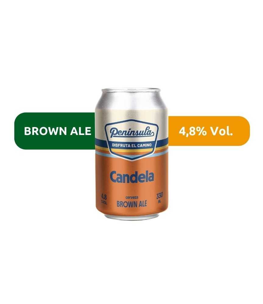 Cerveza Candela de Península. Estilo Brown Ale, con un 4,8% de alcohol.