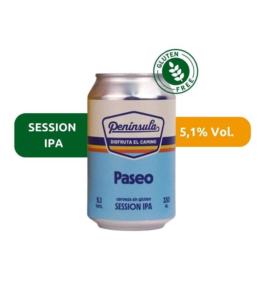 Cerveza Península Paseo de Península, de estilo Session IPA sin gluten, con un 5,1% de alcohol.