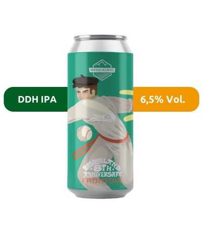 Cerveza Frontoia de Basqueland, de estilo DDH IPA y con un 6,5% Vol.