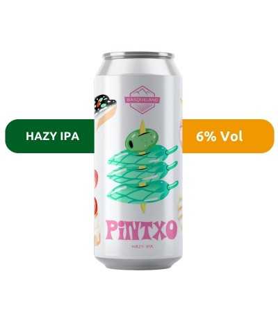 Cerveza Pintxo, de Basqueland. Estilo Hazy IPA, con un 6% de alcohol.