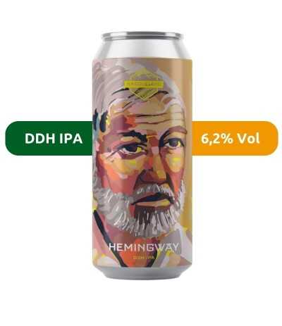 Cerveza Hemingway de Basqueland, de estilo DDH IPA y con un 6,2% Vol.