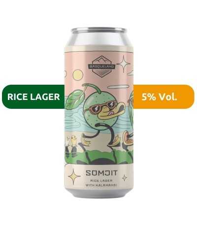 Cerveza Somjit de Basqueland, de estilo Rice Lager con un 5% Vol.