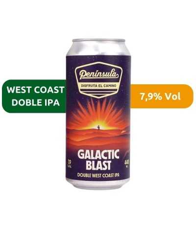 Cerveza Galactic Blast de Península, de estilo West Coast Doble IPA, con un 7,9% Vol.