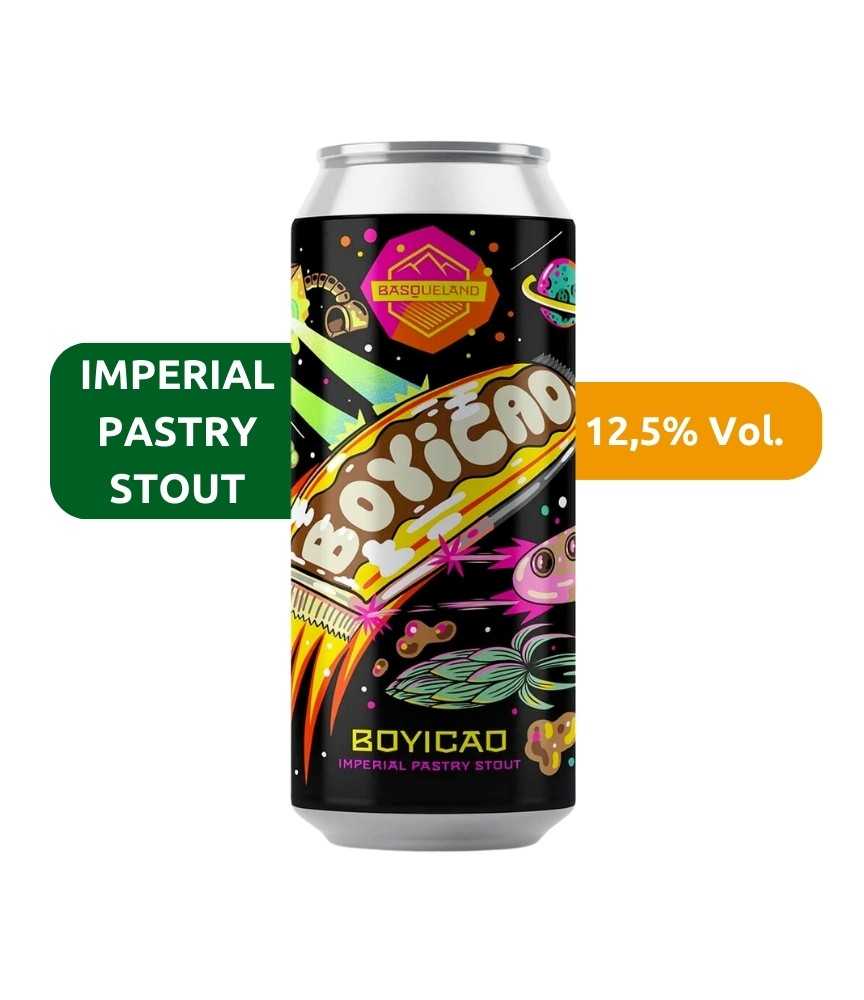 Cerveza Boyicao de Basqueland, de estilo Imperial Pastry Stout y con un 12,5% de alcohol.