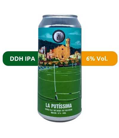 Cerveza La Putissima de Espiga, de estilo DDH IPA y con un 6% de alcohol.