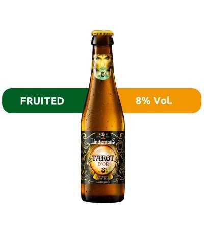 Cerveza Tarot D'Or de Lindemans, de estilo Fruited y con 8% de alcohol.