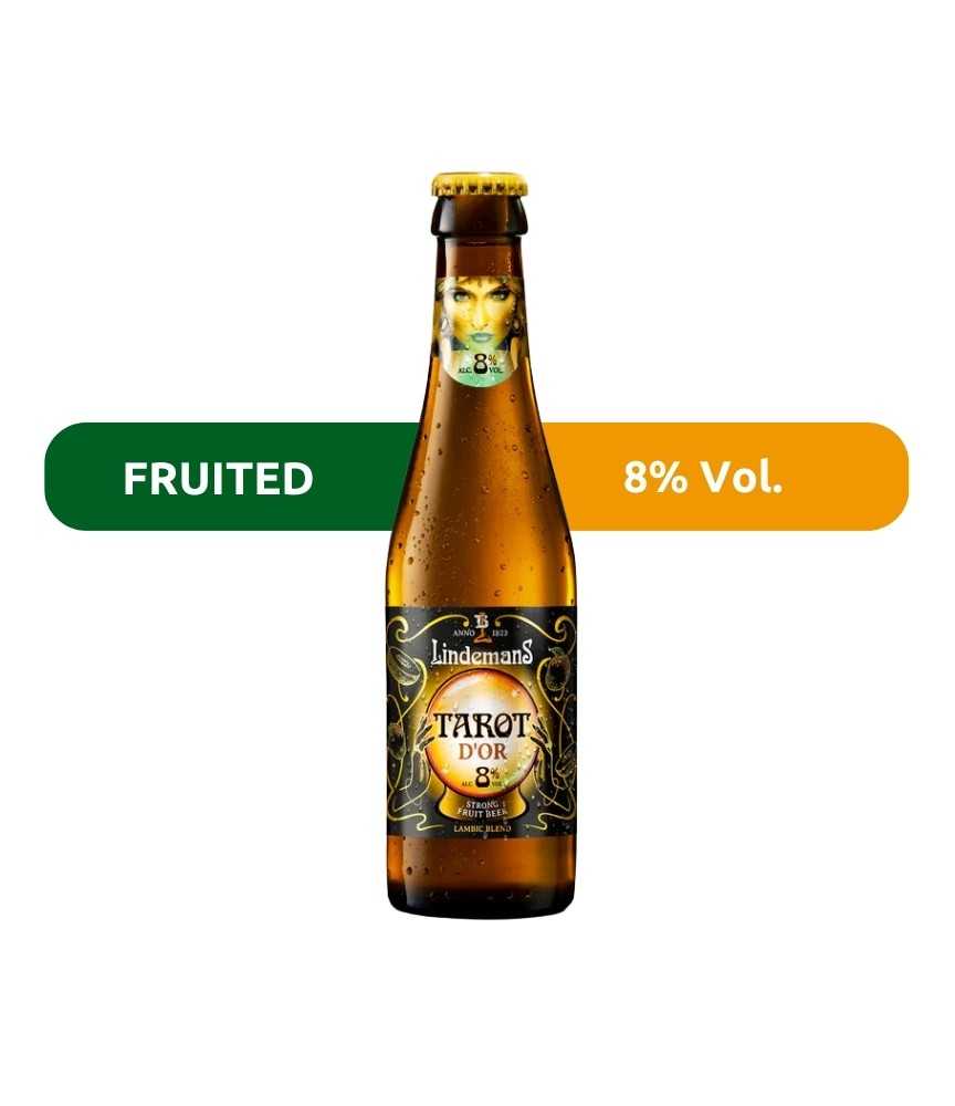 Cerveza Tarot D'Or de Lindemans, de estilo Fruited y con 8% de alcohol.