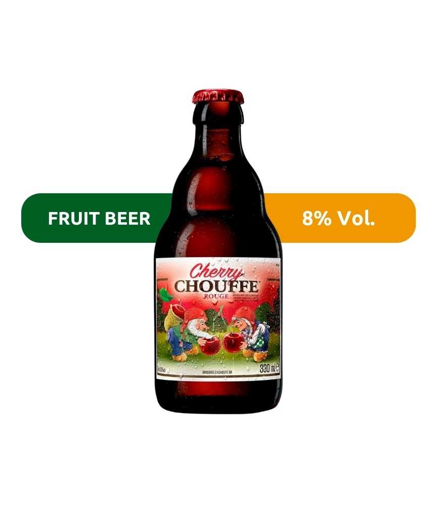 Cerveza Cherry Chouffe de Achouffe, de estilo Fruit Beer y con un 8% de alcohol.