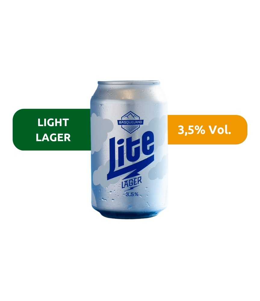Cerveza Lite de Basqueland, de estilo Premium Light Lager, y con un 3,5% de alcohol.