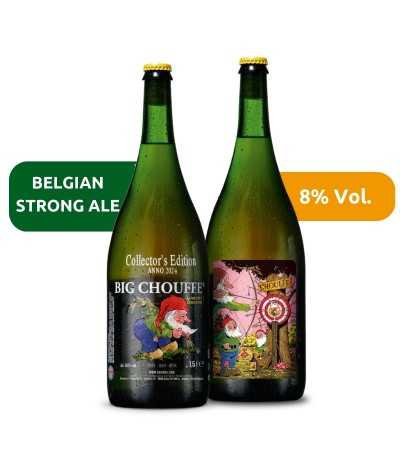Cerveza Big Chouffe de Achouffe, de estilo Belgian Strong Ale y con un 8% de alcohol.