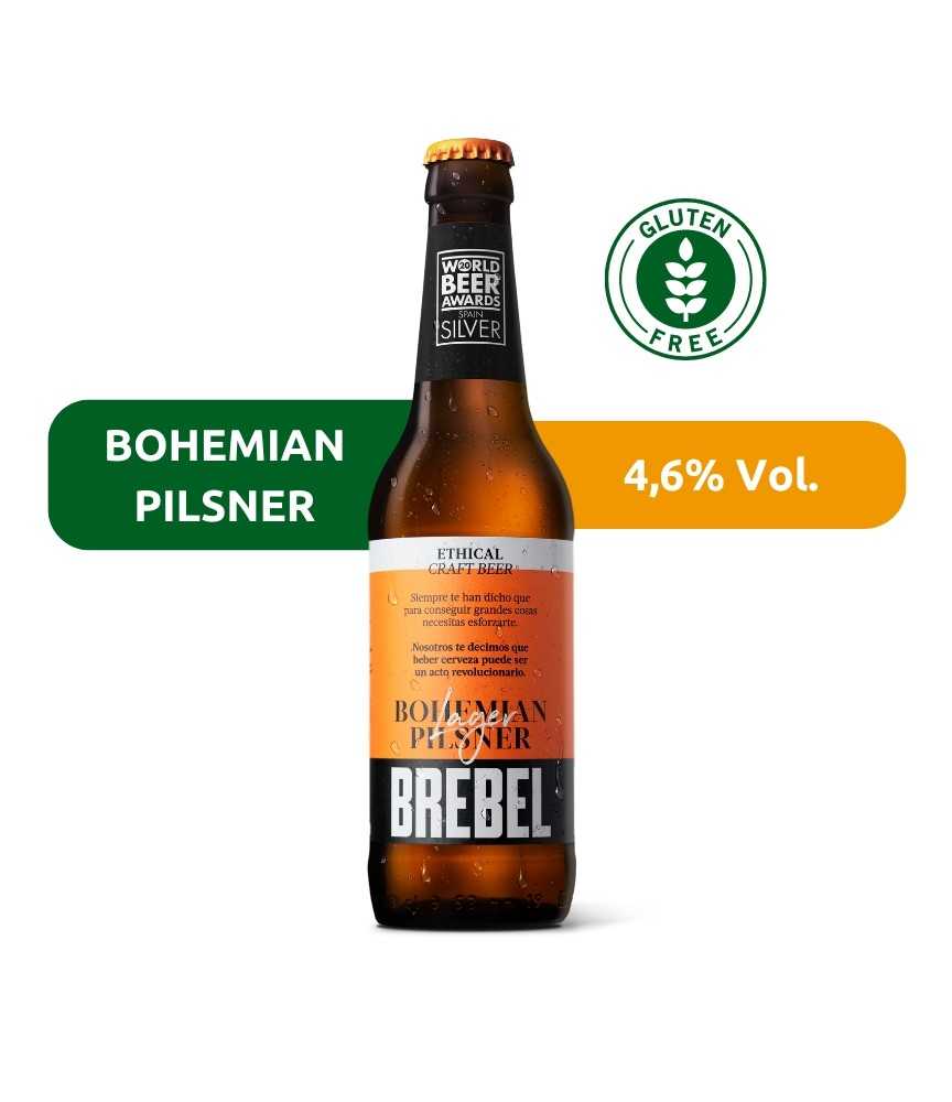 Cerveza Bohemian Pilsner de Brebel, de estilo Pilsner y con un 4,6% de alcohol. Vegana y Gluten Free.