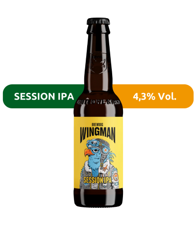 Cerveza BrewDog Wingman, estilo Session IPA, con un 4,5% de alcohol.