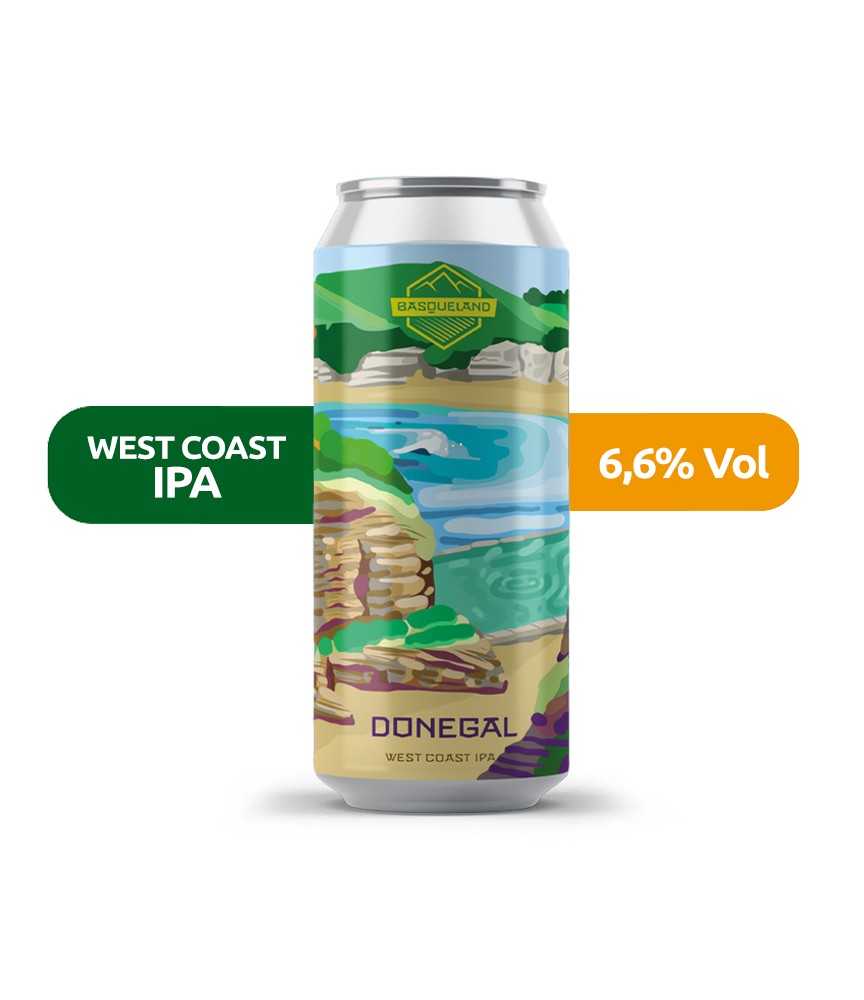 Cerveza Donegal, de Basqueland. De estilo West Coast IPA y con un 6,6% de alcohol.