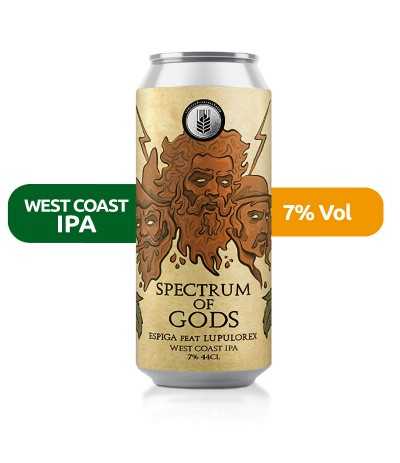 Cerveza Spectrum of Gods de Espiga, de estilo West Coast IPA y con un 7% de alcohol.