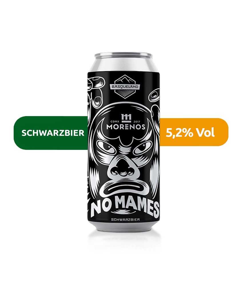 Cerveza No Mames, de Basqueland. De estilo Schwarzbier, con un 5,2% de alcohol.