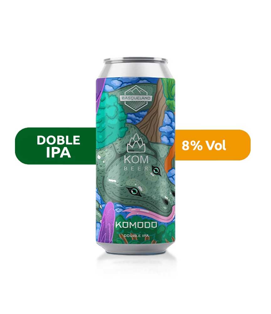 Cerveza Komodo, de Basqueland. De estilo Doble IPA y con un 8% de alcohol.