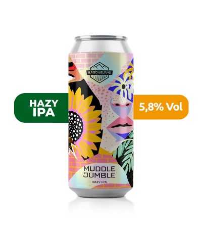 Cerveza Muddle Jumble Hazy IPA con 5,8% de alcohol.