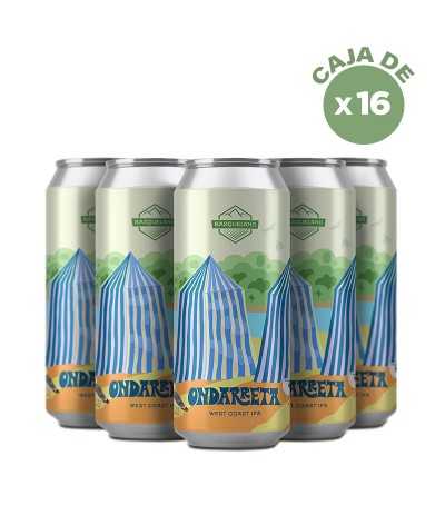 Caja de cerveza Ondarreta de Basqueland, de 16 latas de 44cl