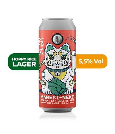 Cerveza Maneki-Neko de Espiga, de estilo Hoppy Rice Lager y con un 5,5% de alcohol.