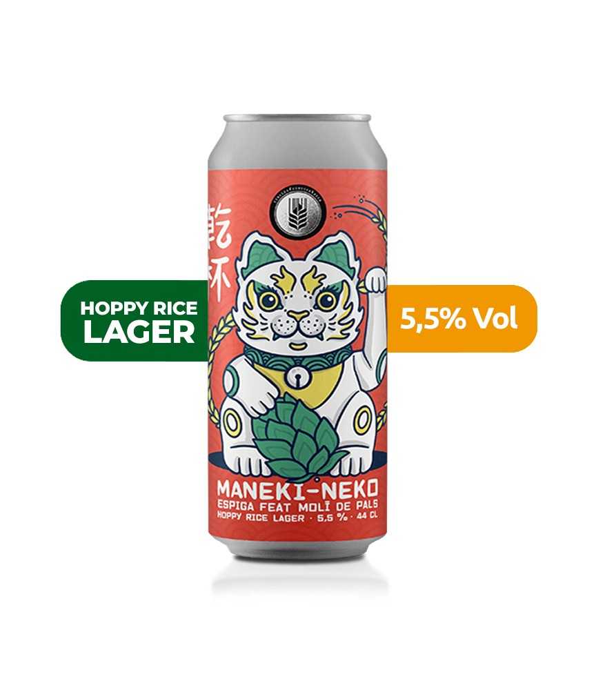 Cerveza Maneki-Neko de Espiga, de estilo Hoppy Rice Lager y con un 5,5% de alcohol.