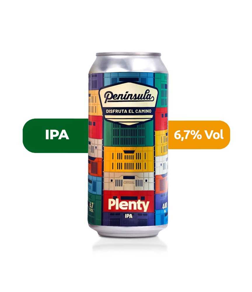 Cerveza Plenty de Península de estilo IPA, con un 6,7% de alcohol