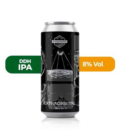 Cerveza Extra Orbital de Basqueland, estilo DDH IPA con 8% de alcohol