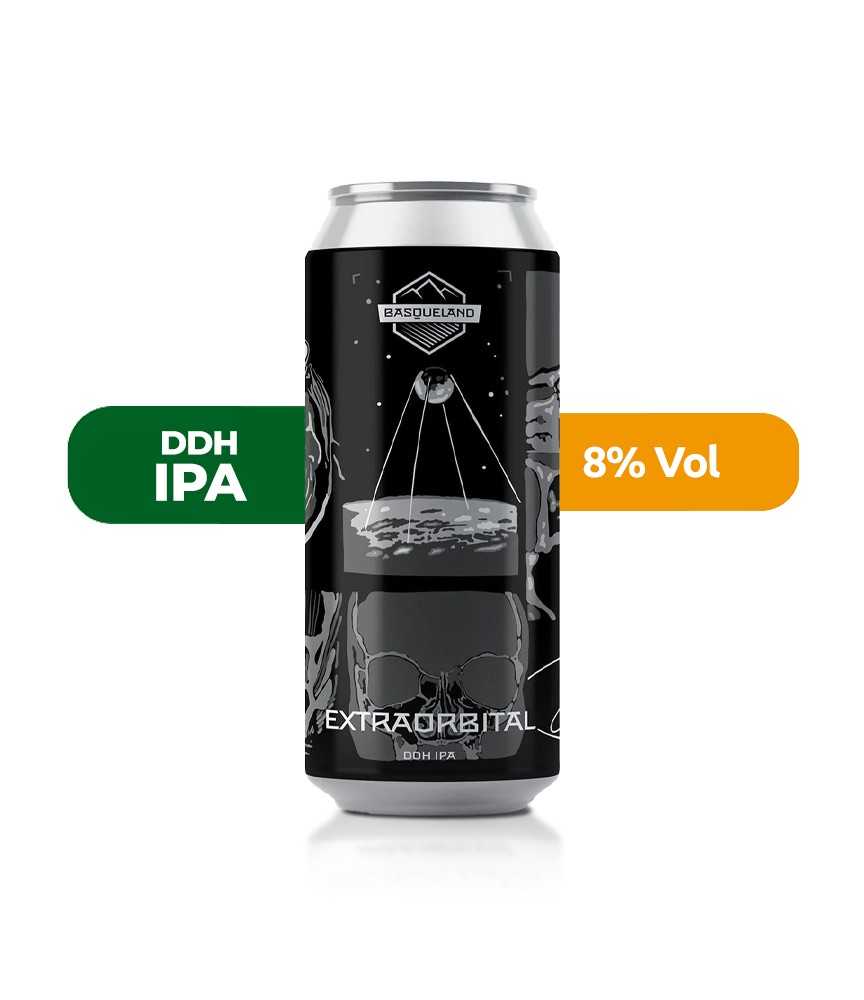 Cerveza Extra Orbital de Basqueland, estilo DDH IPA con 8% de alcohol