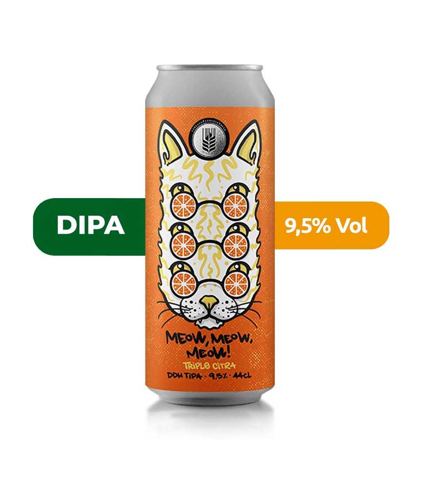 Cerveza Meow, Meow, Meow de Espiga, de estilo DIPA y con un 9,5% de alcohol.