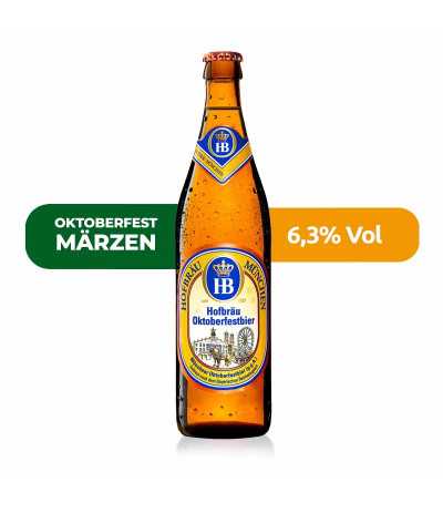 Cerveza Oktoberfest de Hofbräu, de estilo Festbier y con un 6,3% de alcohol.