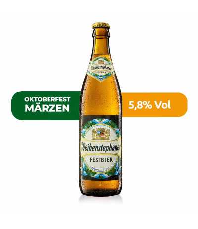 Weihenstephaner Festbier, tipo Märzen-Oktoberfest, con un 5.8% de alcohol