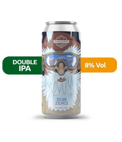 Cerveza Sub Zero de Basqueland, de estilo Doble IPA y con un 8% de alcohol.