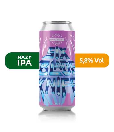 Cerveza Six Blade Knife de Basqueland, de estilo Hazy IPA y con un 5,8% de alcohol.