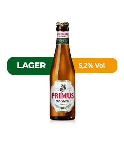 Cerveza Primus de Haacht, de estilo Lager y con un 5,2% de alcohol.