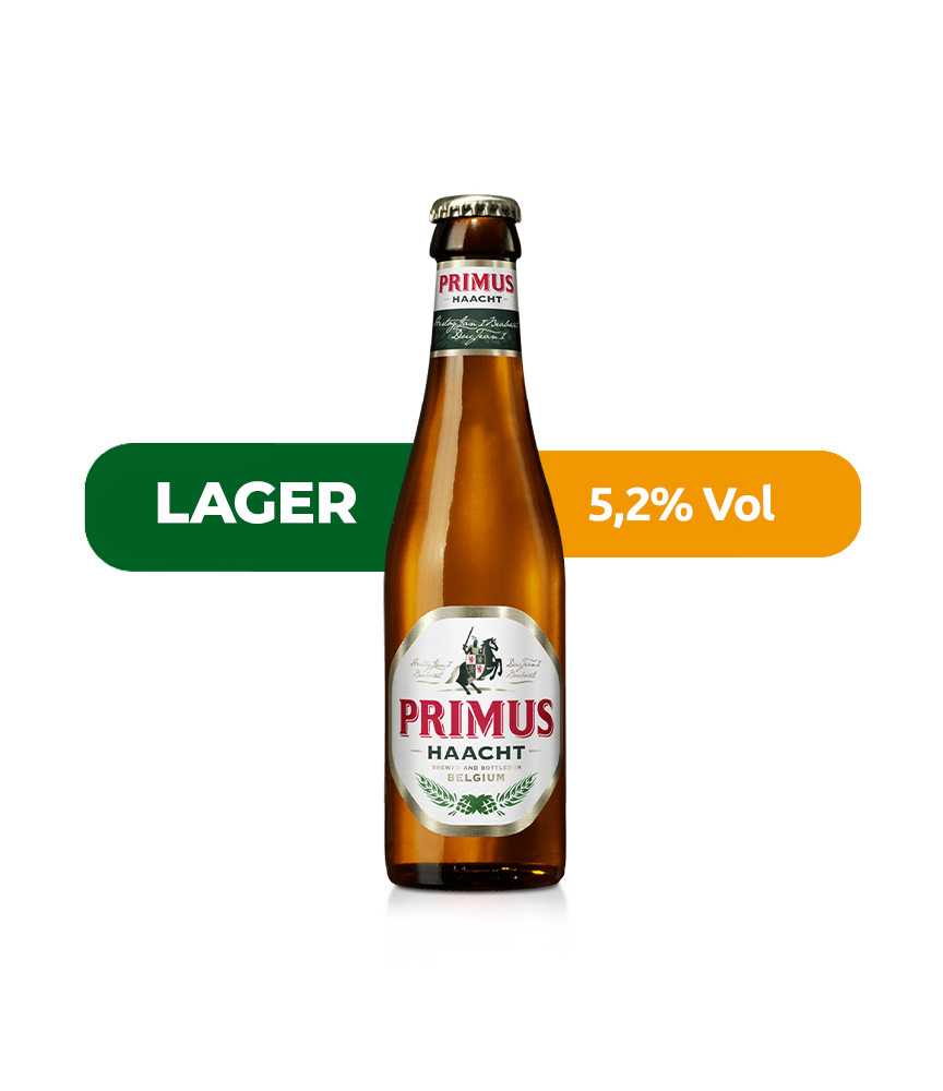 Cerveza Primus de Haacht, de estilo Lager y con un 5,2% de alcohol.