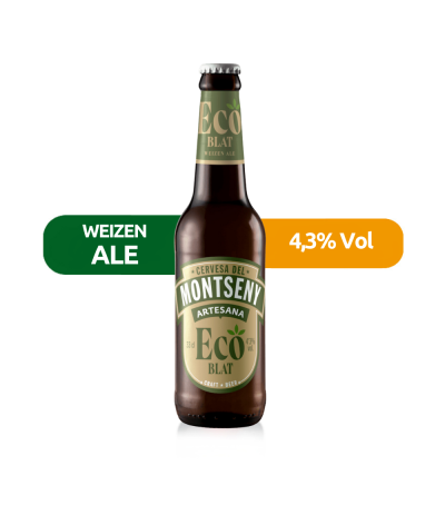 Cerveza Eco Blat de Montseny, de estilo Weizen Ale y con un 4,3% de alcohol.