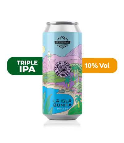 Cerveza Isla Bonita de Basqueland, de estilo Triple IPA y con un 10% de alcohol.