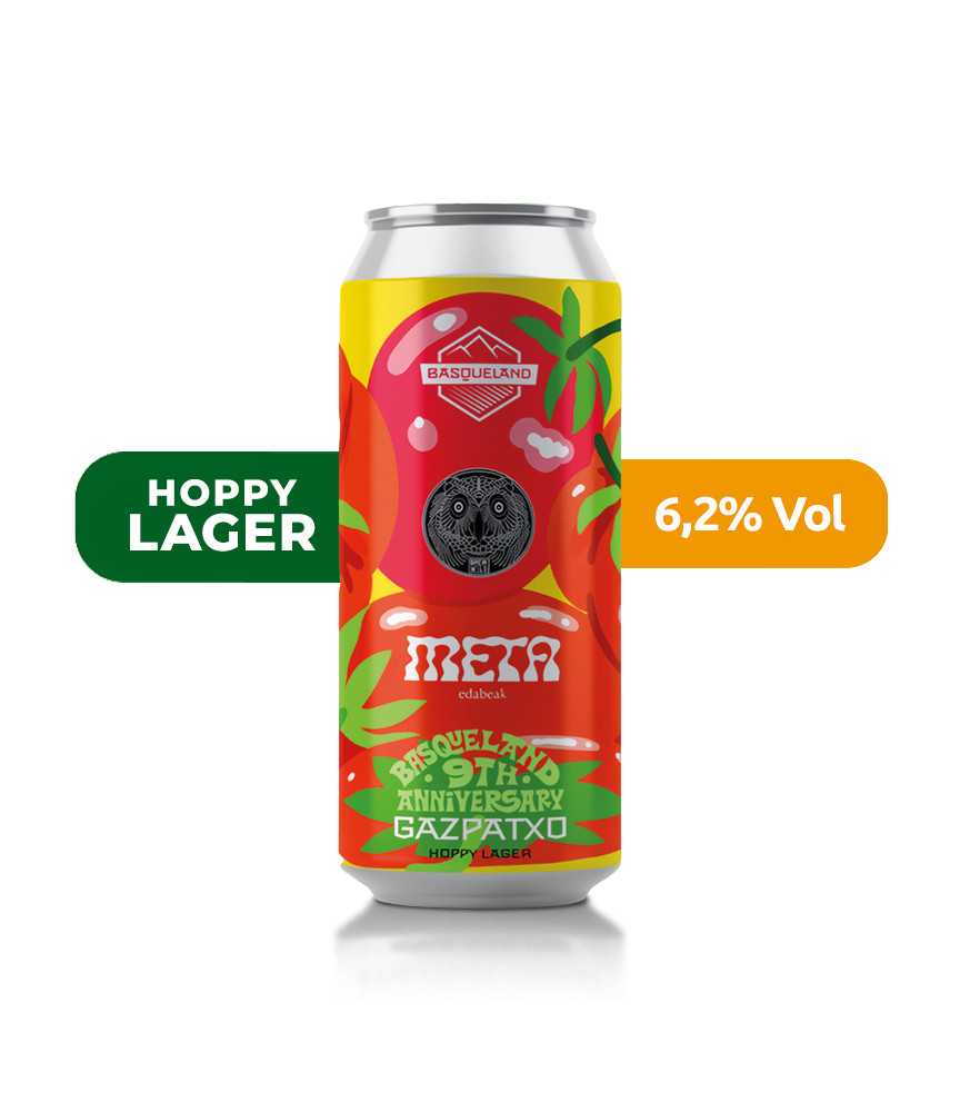 Cerveza Gazpatxo (9ª Aniversario) de Basqueland, de estilo Hoppy Lager y con un 6,2% de alcohol.