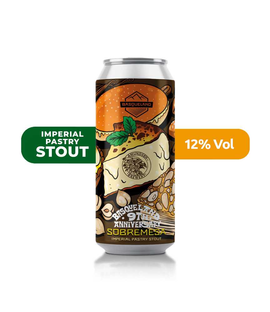 Cerveza Sobremesa de Basqueland, de estilo Imperial Pastry Stout y con un 12% de alcohol.