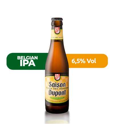 Saison Dupont Dry Hop de estilo Belgian IPA con un 6,5% de alcohol.