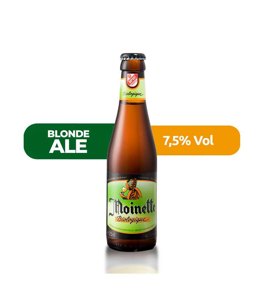 Moinette Bio de Dupont de estilo Blonde Ale con un 7,5% de alcohol.