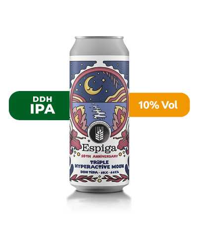 Triple hyperactive Moon de Espiga de estilo Triple IPA con un 10% de alcohol.